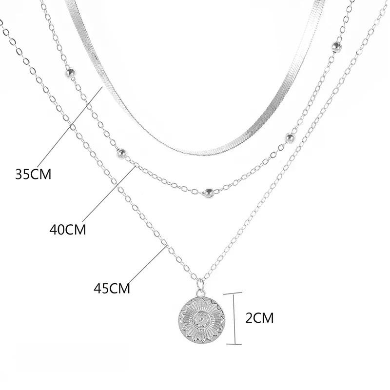 925 Sterling Silber Dreilagige Runde Halskette Schlichte Schlangenkette Anhänger Kugelkette Party Hochzeit Geschenk Damen Exquisiter Schmuck