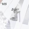 Sparkling Brooch Pin Pin, High Heels Bow Shape Lapel with Statement Rhinestones, Women Badge for Suits Coats Bags Accessories