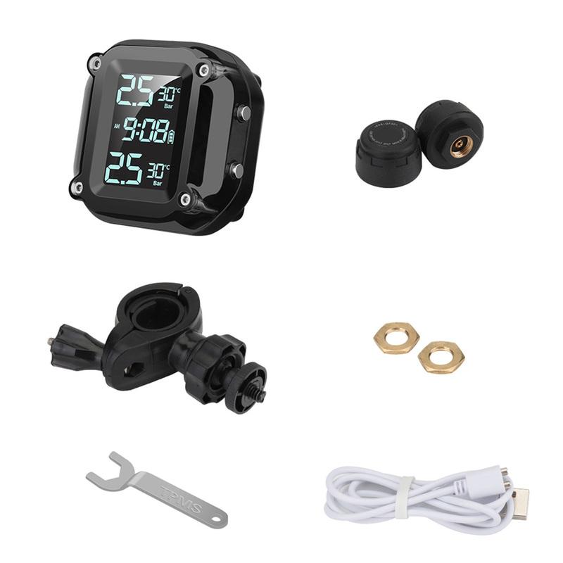 Motorcycle Wireless Tire Pressure Monitoring System USB Charging TPMS for Motorcycle with 2 External Sensors