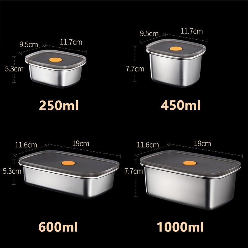 Portable Food Fruit Bento Box 304 Stainless Steel Lunch Box With Lid Snacks Containers Box Leak-Proof Storage Fresh-keeping Box
