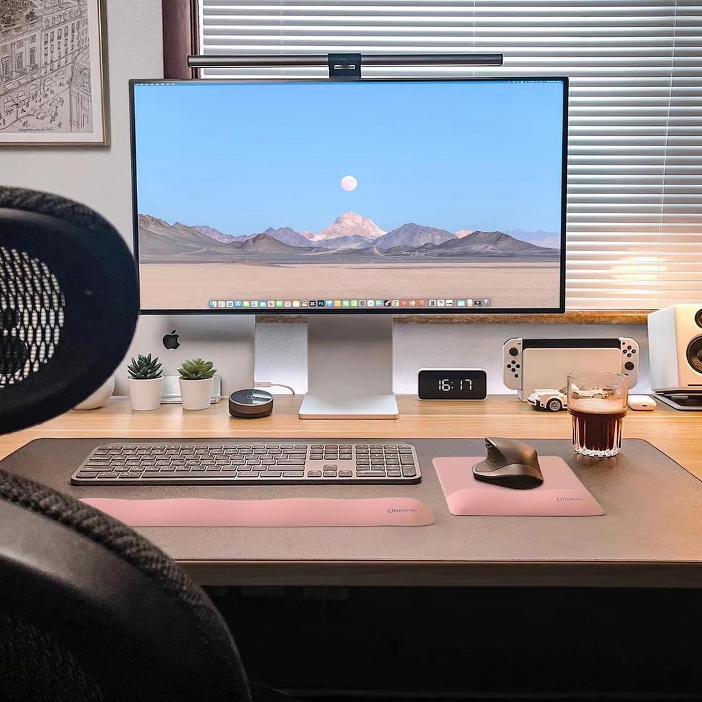 UnivoColors Mouse Pad with Integrated Wrist Premium PU Ergonomic Supports Long Reduces Memory Foam Relieves Wrist and Has a Bottom Rest, Material,