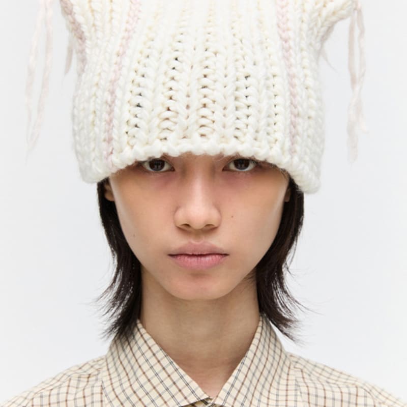 

PLZPROJECT 24 PUSSYCAT KNIT HAT, IVORY IVORY