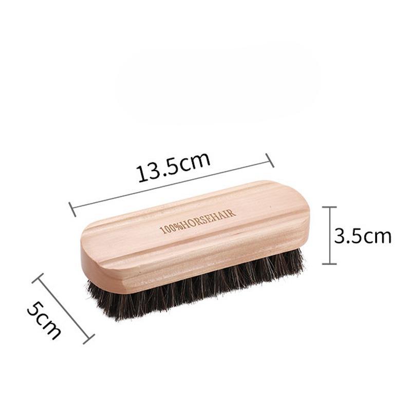 Horsehair Brush with Birch Wood Handle Soft Bristle for Leather Shoe Polish Suede and Nubuck Cleaning Care