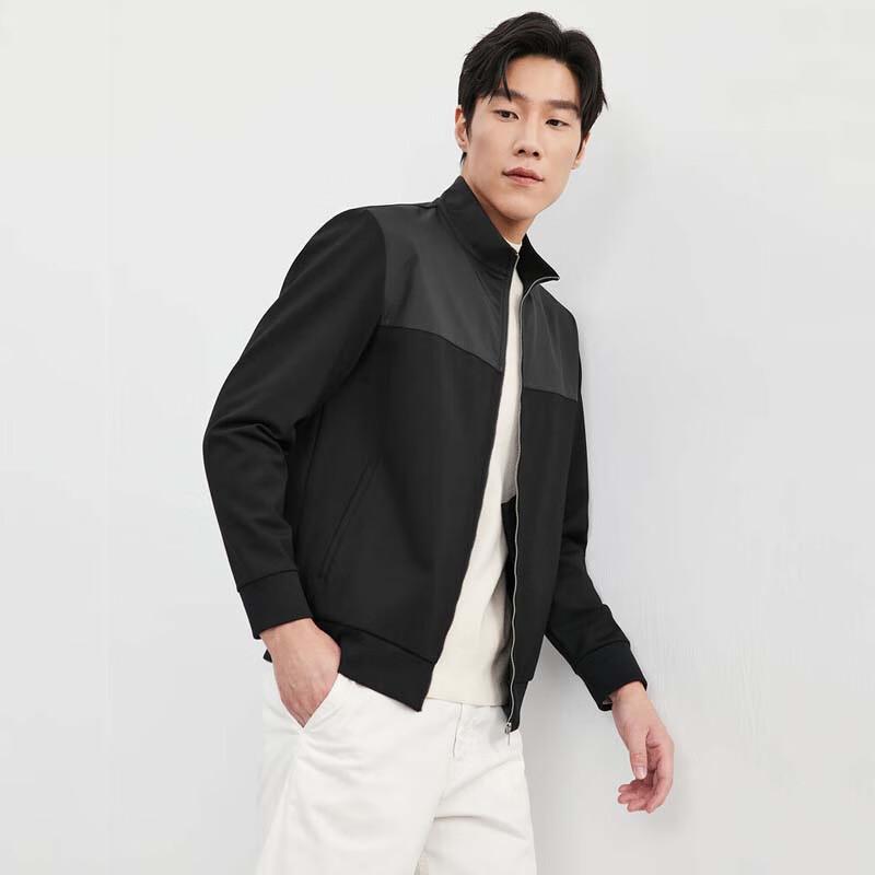 Septwolves Men's Stand-up Collar Spliced Knit Jacket