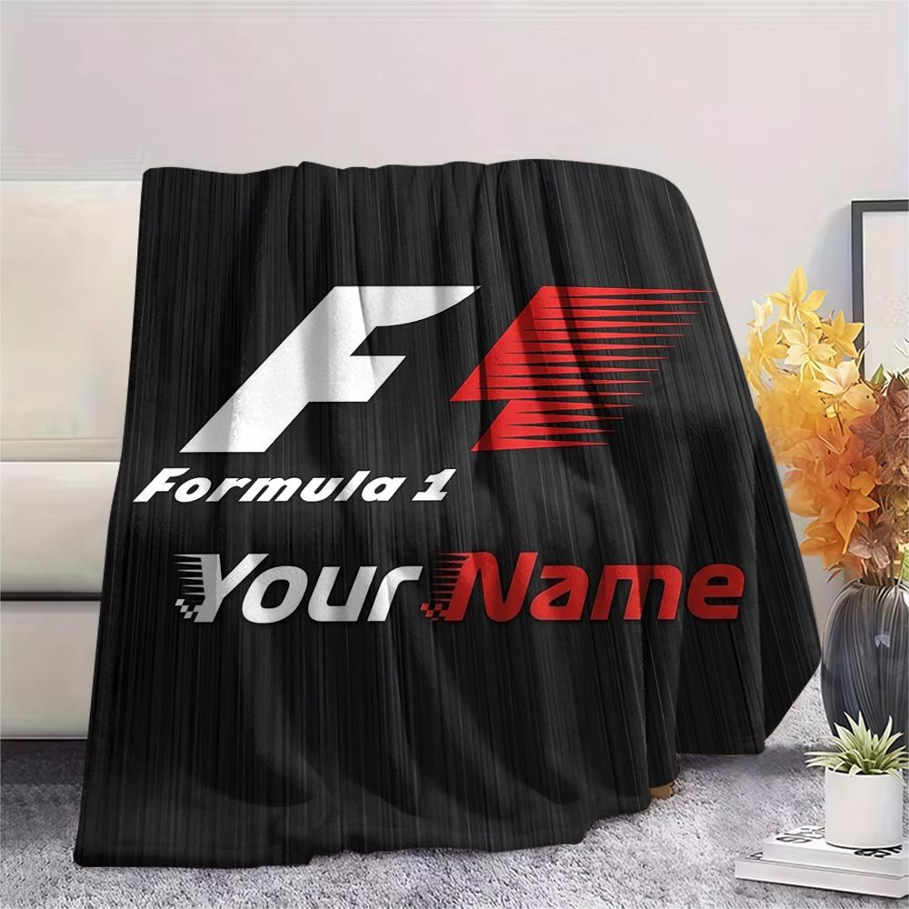 1PC F1 Gear Custom Name Patterned Flannel Blanket Suitable For All Seasons For Home Decor Warmth And Comfort Gifts Holiday Present