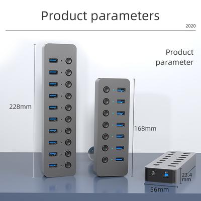 Víceportový USB 3.0 Splitter 7/10 Port Expander Více USB 3.0 12V napájecí adaptér Usb rozbočovač s přepínačem pro dokovací stanici pro notebooky