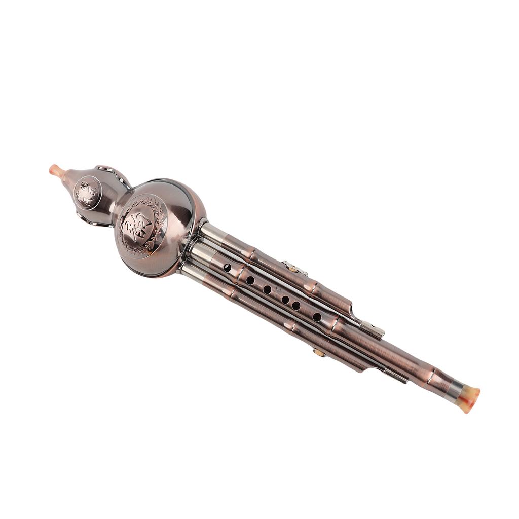 3 Tone C Key Hulusi Gourd Cucurbit Flute Aluminum with Copper Plated Pipes Chinese Traditional Instrument with Chinese
