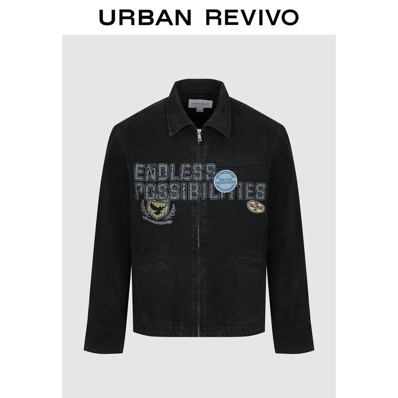 

UR 2026 Spring Men s Distressed Embroidered Cotton Denim Jacket L
