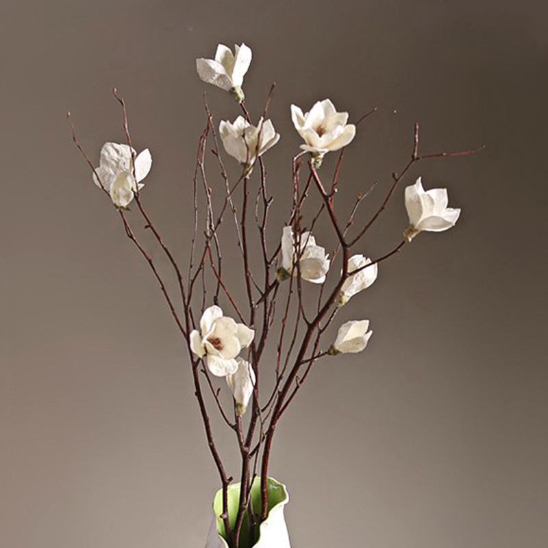 Magnolia Simulation Flower Arrangement: Floor-Standing Dried Branch Bouquet for Bedroom & Living Room Décor