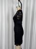 Vestido Europeo y Americano Sexy de Encaje Transparente Adelgazante con Cuello en V
