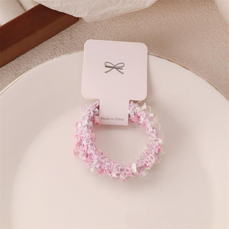 Colorful Candy Floss Hair Ties Spring Autumn Winter Versatile Elastic Hair Bands for Girls Kids Cute Ball Headbands