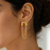 Elegant Two-Tone Curved Chain Tassel Earrings - Exquisite Long Dangle Ear Jewelry