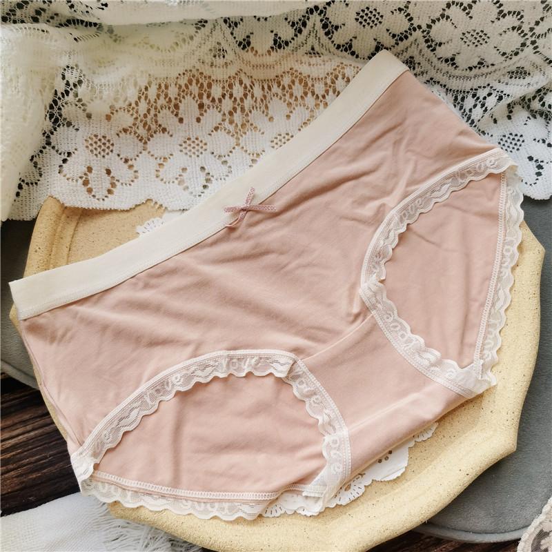 

Простое и удобное нижнее белье из модала, маленькие свежие трусы с низкой талией, милые женские трусики с кружевными краями One Size