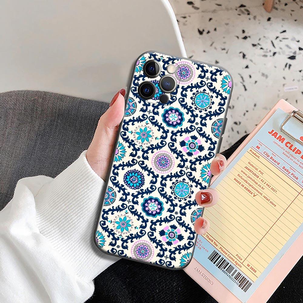 Retro Bohemian European Color Pattern Phone Case for iPhone 14 15 Pro 7 8 Plus SE 2022 11 12 13 Pro Xs Max Mini Cases Soft Cover
