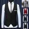 Fashion Office Men Solid Color V Neck Sleeveless Button Waistcoat Slim Fit Vest
