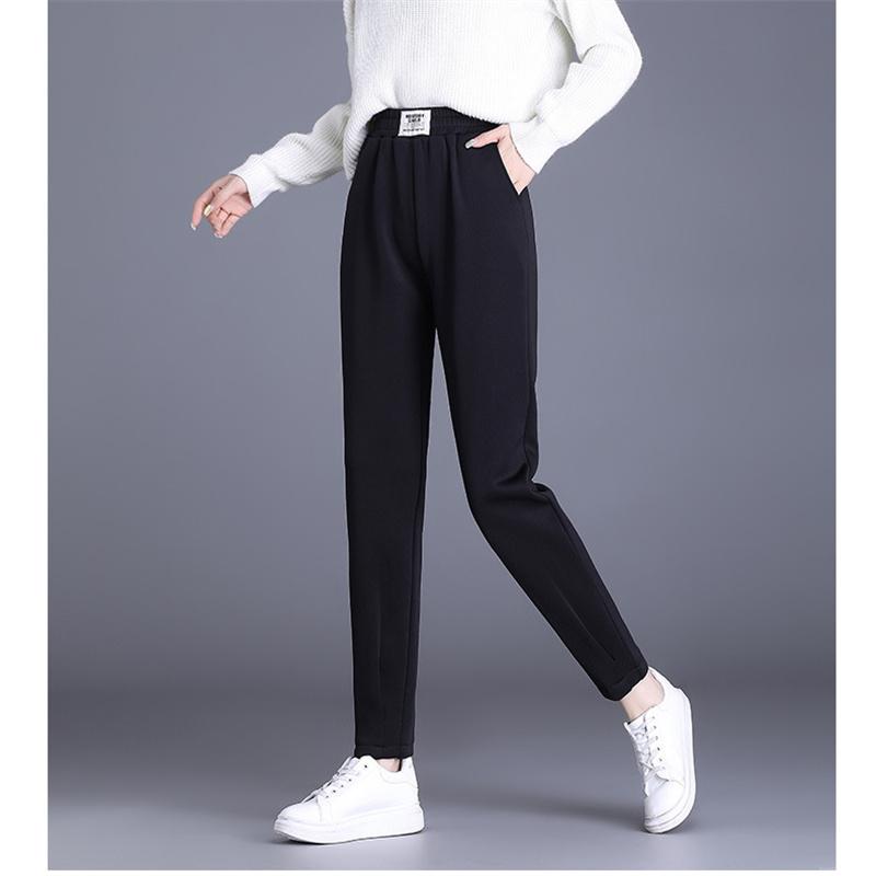 2022 Autumn Winter Female Korean Fashion Leisure Woman Pant Straight Elastic High WaistWarm Pants Women Elegant Loose Streetwear