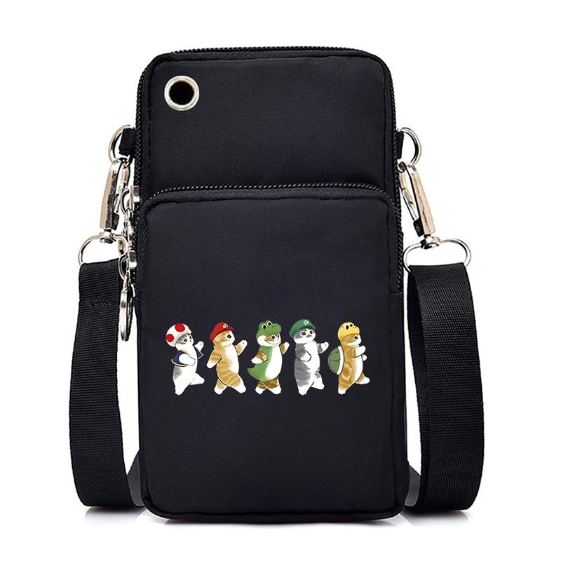 Morsom Anime Cat Liten Messenger Bag Hengende Neck Mynt Veske Vertikal Håndveske Kvinner Mobiltelefon Vesker Cartoon Small Crossbody Bag