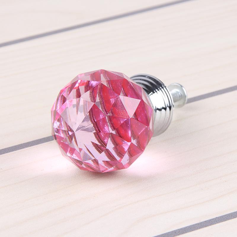 Pink Crystal Glass Diamond Cabinet Knobs Cupboard Drawer Pull Handles
