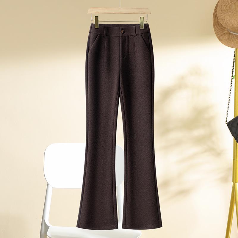 Women's High Waist Wool Blend Fishtail Flare Pants, Slimming Fit, Autumn/Winter 2024
