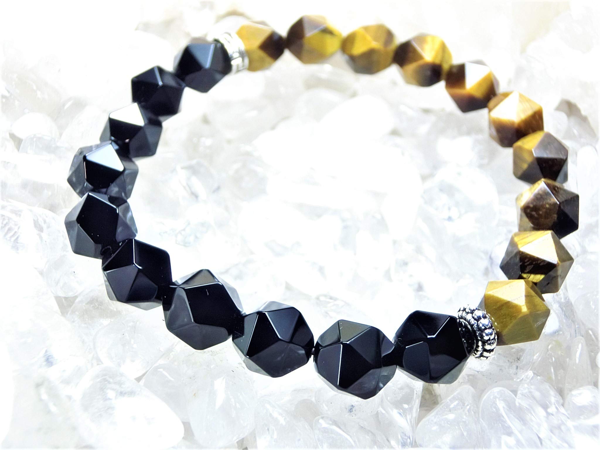 

Leaf Stone Luck Star Cut Tiger Eye Onyx Bracelet for Power Natural Stone Crumbled Size [Wealth & Success] Men, Stone, [Purification, Quartz] (Men s M,