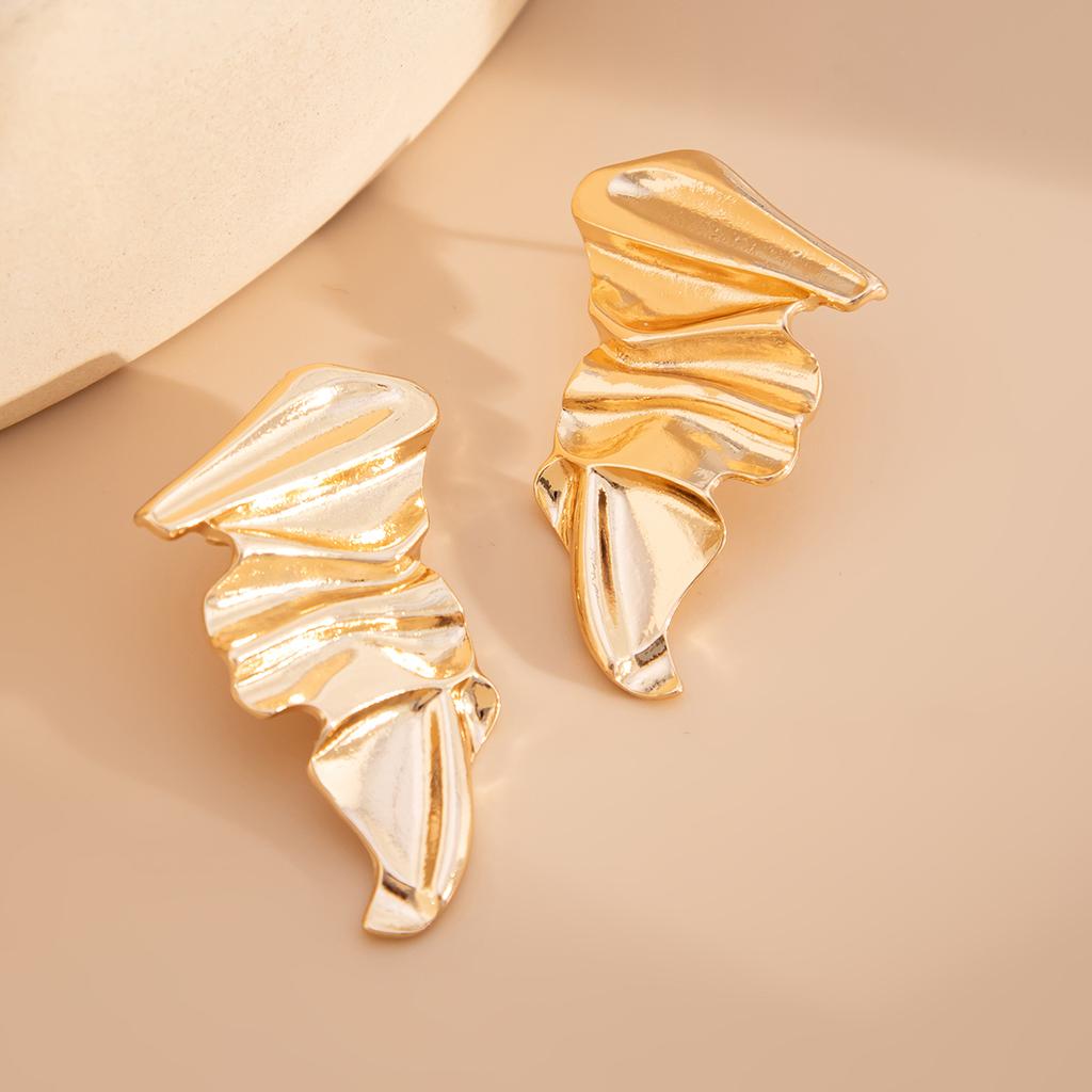 IngeSight.Z Exaggerated Irregular Piercing Earrings Women 2026 New Gold Color Ear Studs Female Party Jewelry Accessories