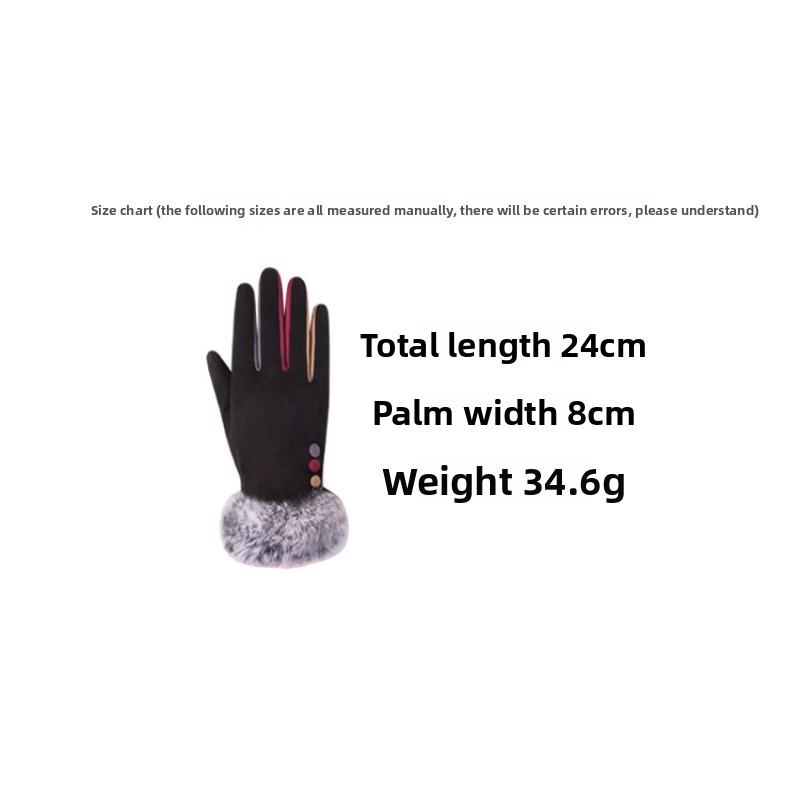 Mary Touchscreen-compatible warm gloves - women's winter student style, korean cute design, fleece-lined, extra thick suede gloves