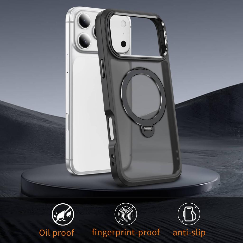 Magnetic Case for iPhone 17/16/15/14/13 Pro Max 12 with 360 Rotatable Ring Stand, Compatible with Magnetic Car Mount, Kickstand