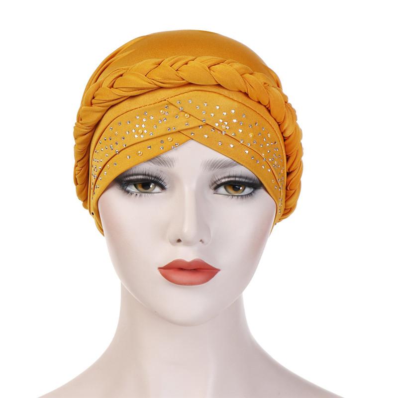 Trendy muslim women inner caps for hijab India wrap head turban bonnet with drill solid color hijab underscarf caps turbante