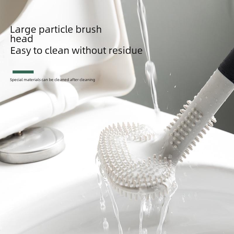 Double-Sided Long Handle Toilet Brush with Soft Bristles for Efficient Cleaning