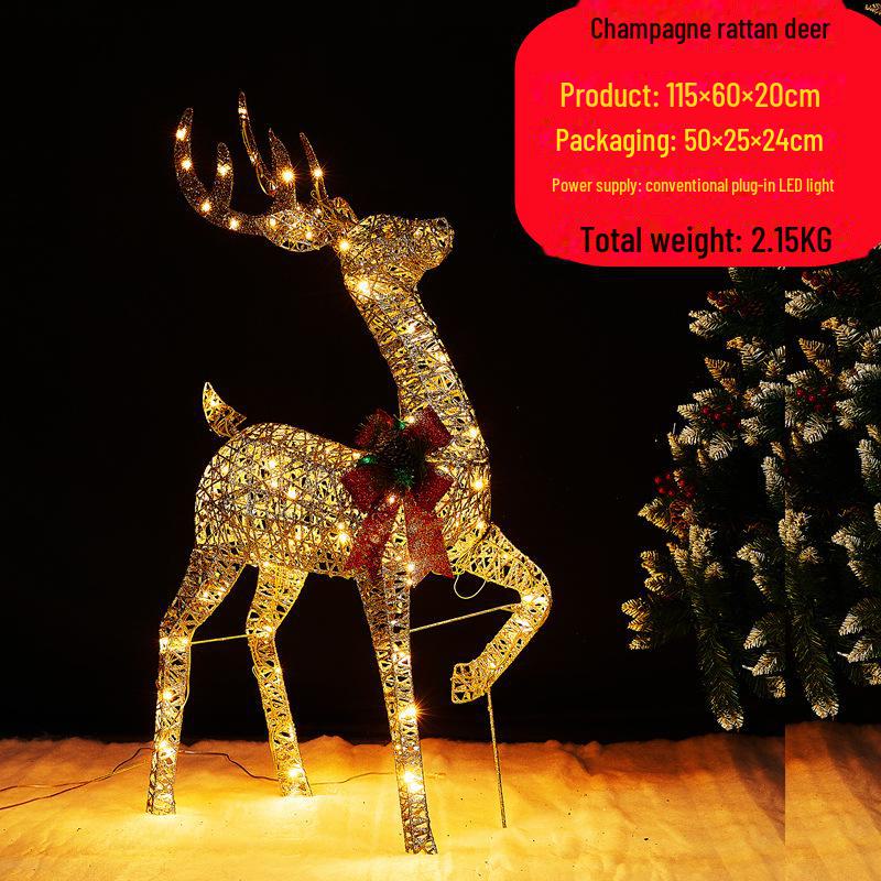 Large Luminous Christmas Deer with Sleigh Ornament: Mother and Child Design for Hotel or Window Decoration
