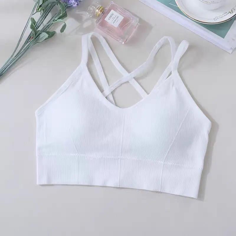 Dámský křížový střih dutá krása zadní tubus top Popruh Spodní část Košile Fitness podprsenka Nosit vesta na jógu bez ocelového prstenu Studentské spodní prádlo Push Up Bra Top