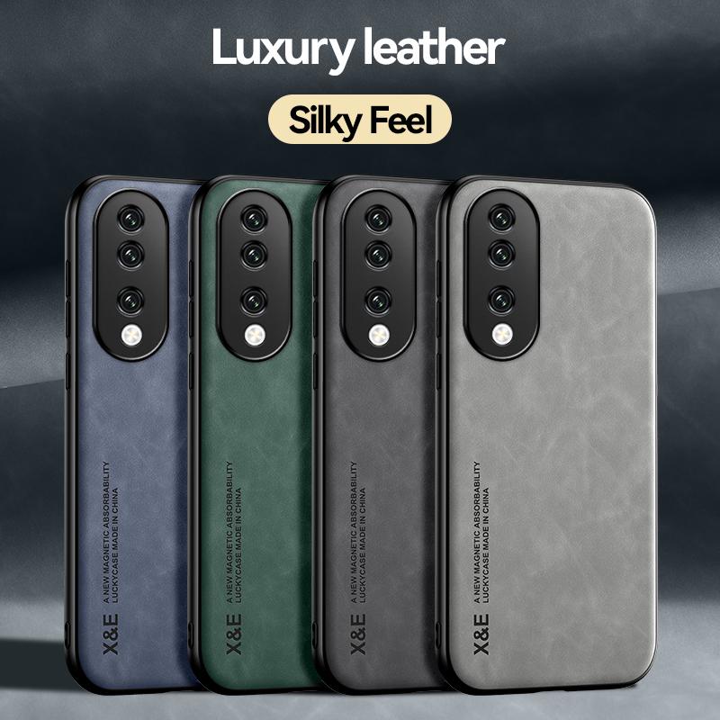For Honor 90 Pro Case Leather With Metal Plate Magnetic Holder Phone Case For Honor 90 90Pro Soft Silicone Shockproof Back Cover