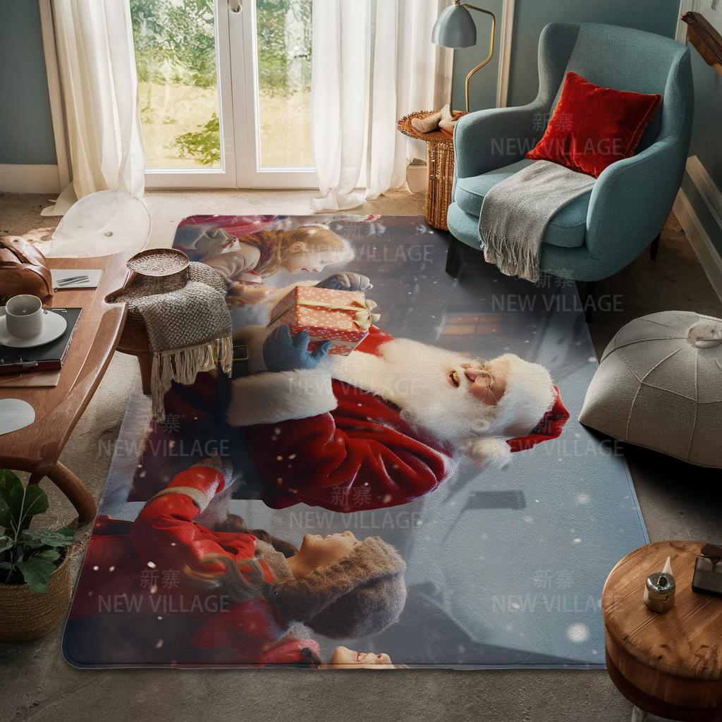 House Entrance Carpet Home Door Mat Living Room Bath Foot Bathroom Non-slip Water Absorption Rugs Bath Merry Christmas Winter