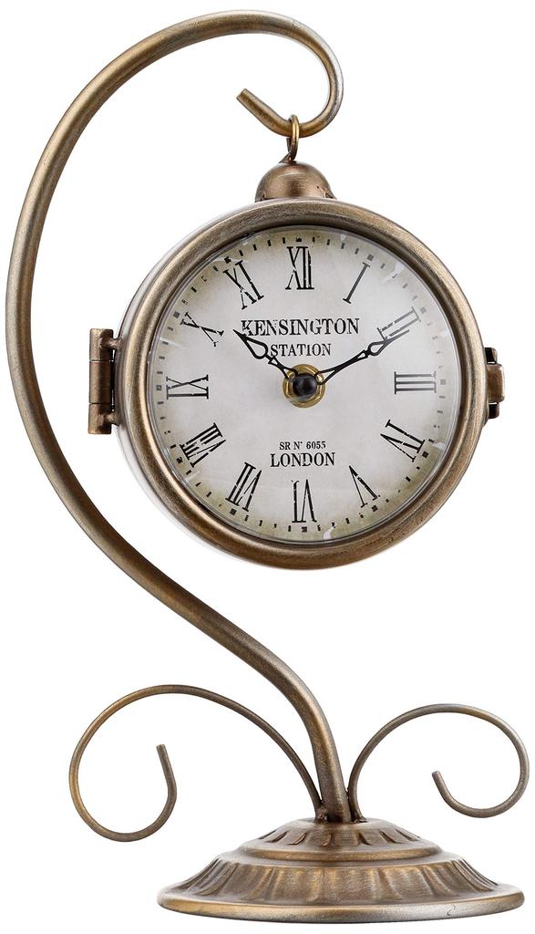 Akizuki Boeki Table Clock Bronze KENSINGTON W16 x D12 x H28cm Station Clock Hanging Table Clock Double-sided 1520-10