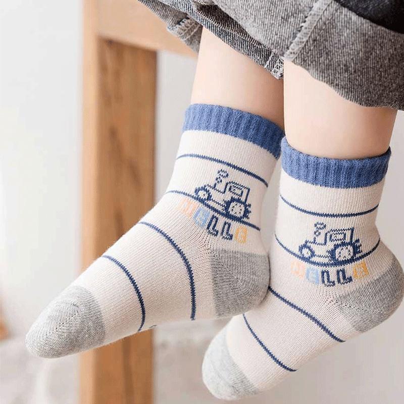 5 Pairs Kids Socks Boys Sock School Children Elastic Socks Spring Autumn Breathable Soft 1-9Years
