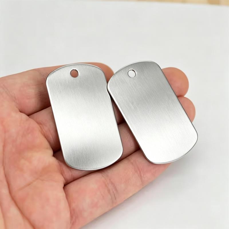 8Pcs Engraving Blank Tags Blank Stamped Dog Tags (Silver) Army Dog Tags Blank Military Dog Tags For Laser Engraving Blank Id Tag