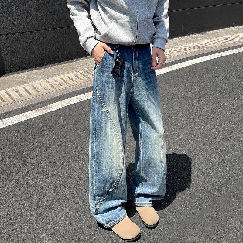 VUUG Men's Washed Patchwork Loose Jeans