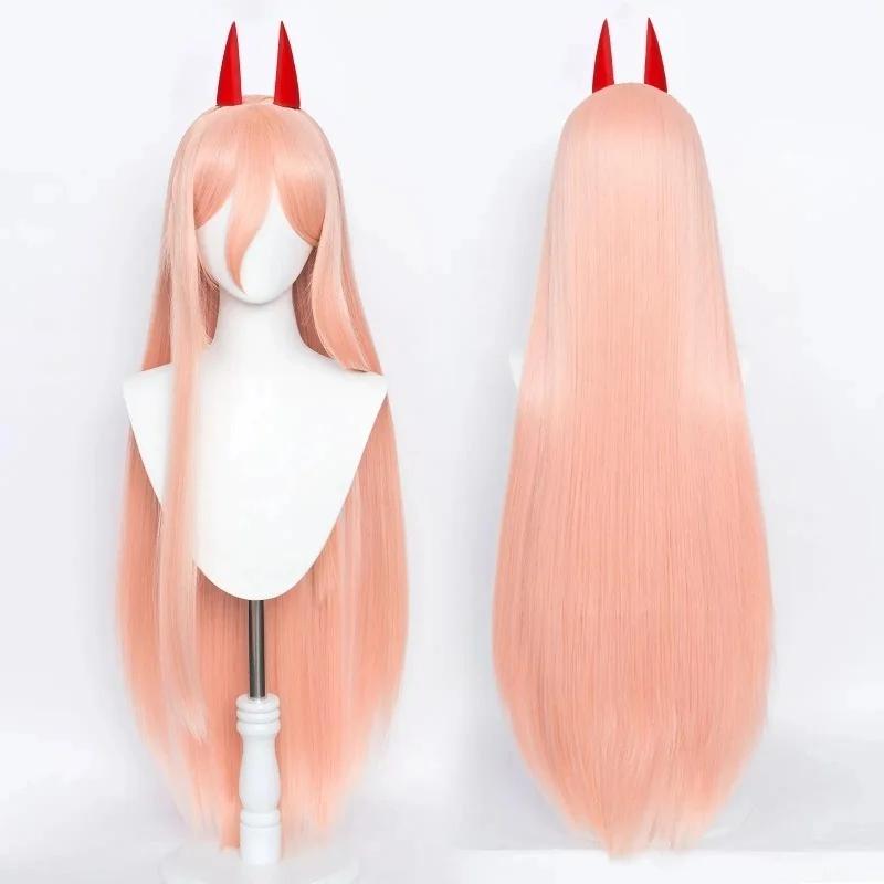 Anime Chainsaw Man Power Cosplay Peruk Uzun Turuncu Pembe Isıya Dayanıklı Sentetik Saç Parti Rol Yapma Perukları
