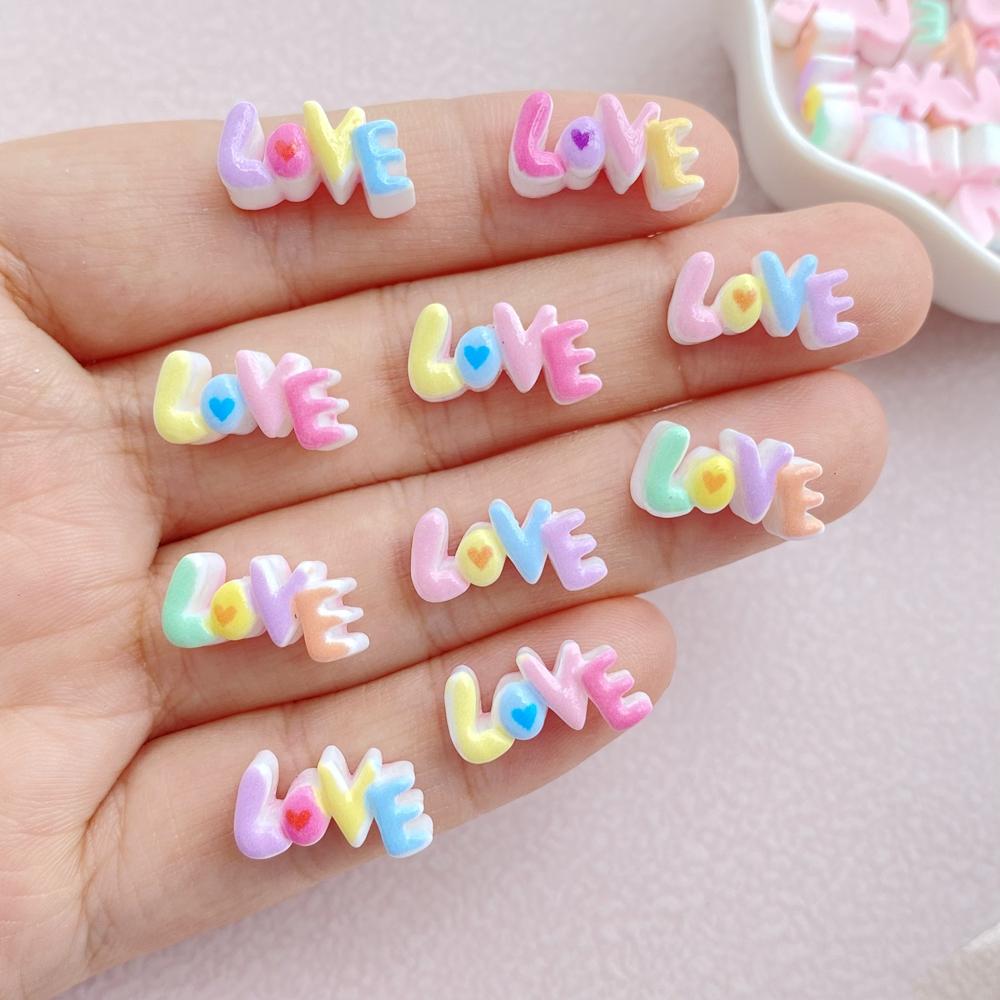 30Pcs New Cute Resin Small Letter Love Flat Back Ornament Jewelry Making Manicure Hairwear Accessories