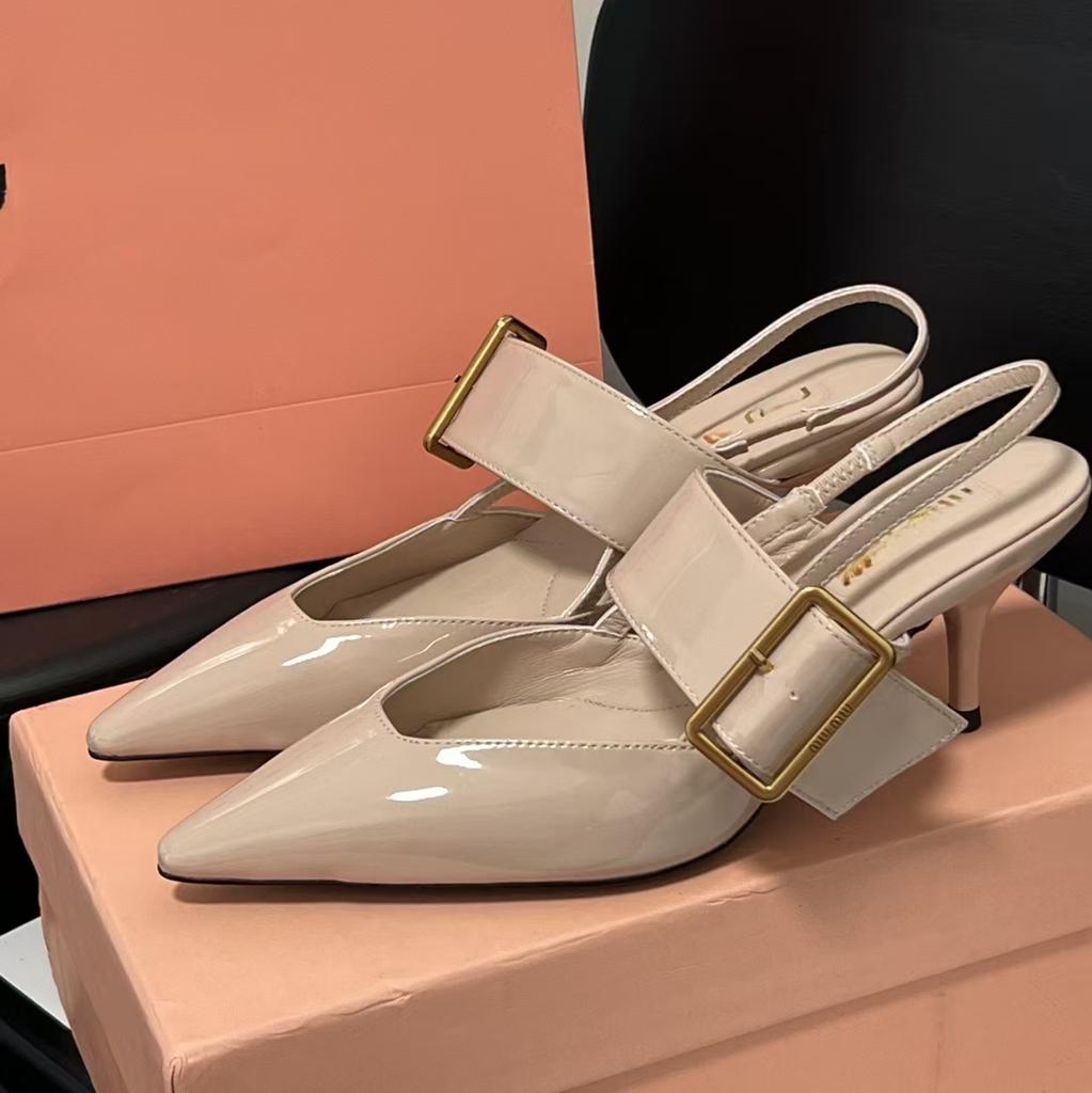 Single-strap, buckle-fastening high-heeled open-toe pointed-toe sandals—sexy and elegant, perfect for the office or a party