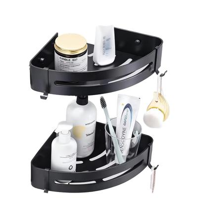 Bathroom Triangle Corner Wall-Mounted Aluminum 1-Tier Multi-Purpose Hanging Storage Rack with Up To 67 Lb Capacity No Drilling
