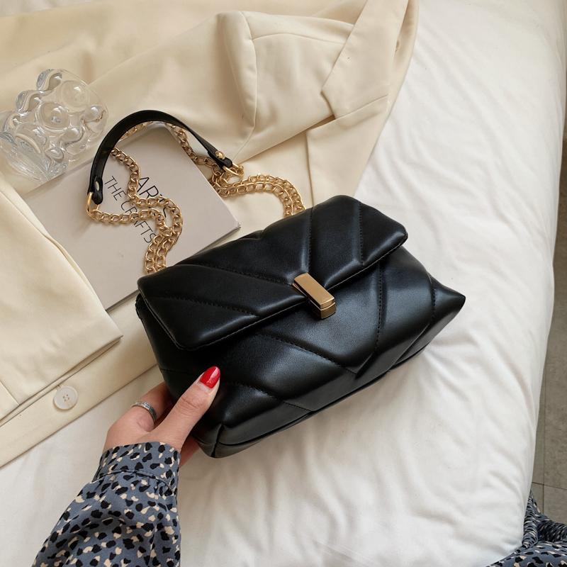 

Женская сумка из искусственной кожи, новая модная сумка через плечо с цепочкой, женская повседневная универсальная сумка подмышкой (20cm<Max Length<30cm)