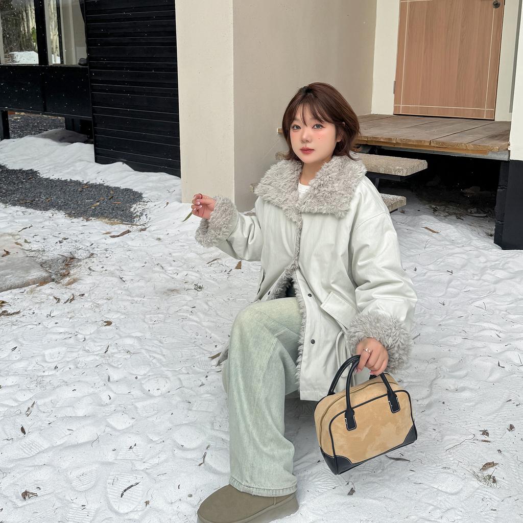 Women's Oversized Fleece Lined Parka Coat Loose Fit Big Collar Drawstring Winter Warm Outerwear Jacket