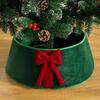 Christmas Tree Skirt Soft Faux Suede Bow Design Foldable Reusable Base Cover Festive Christmas Decoration