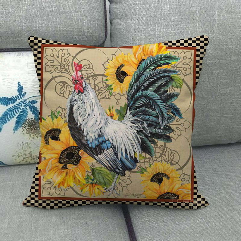 Geflügel (Hahn) Serie Im Landhausstil Digitaldruck Kurzflor Kissenbezüge für Sofa Büro Kissenbezug Haushaltswaren