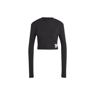Lounge Ribbed Crop Long Sleeve Tee Women Tops Black IJ8469