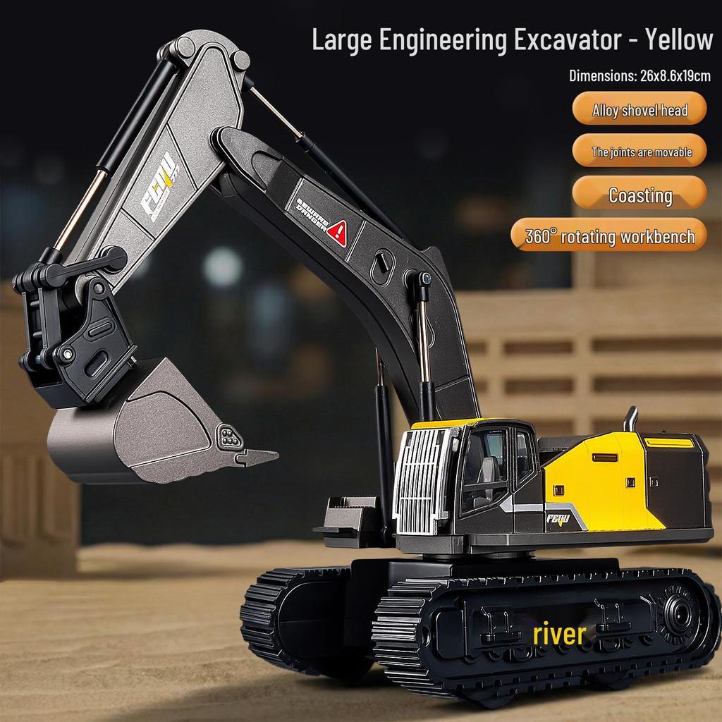 Eylemsizlik Mühendislik Aracı için Damperli Kova ve Forklift Durdurma Arabası Modeli ile Çocuk İtmeli Ekskavatör Oyuncağı.