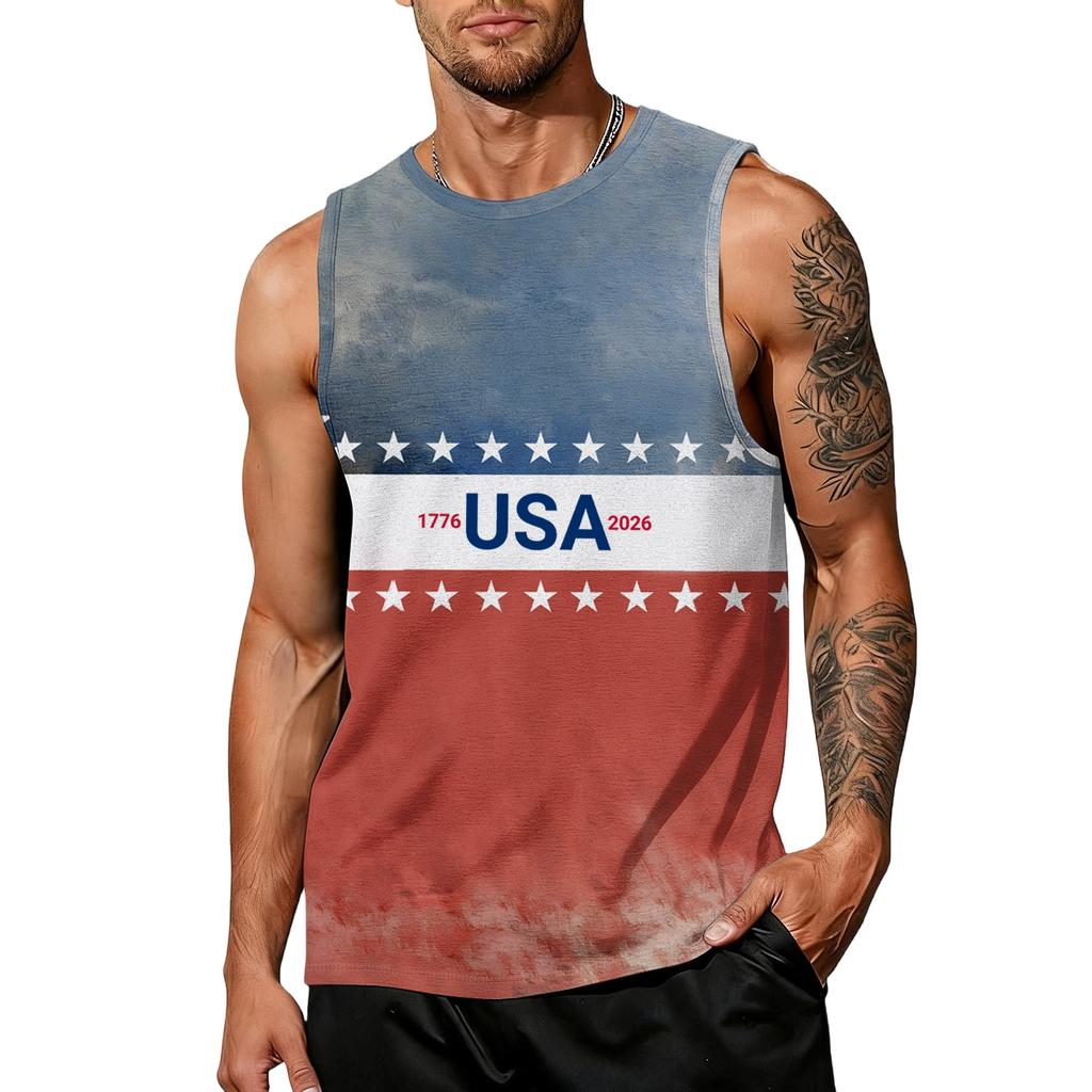 Uomo 4 Luglio Camicie USA Muscolo Senza Maniche Magliette Patriottiche
