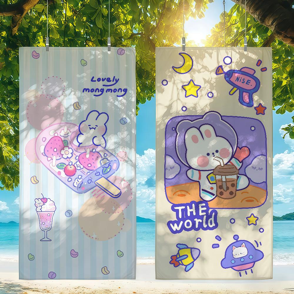 Cute Mongmong Rabbit Cartoon Towel Quick Drying Beach Towels Are Suitable For Swimming Pools Camping Yoga And The Gym