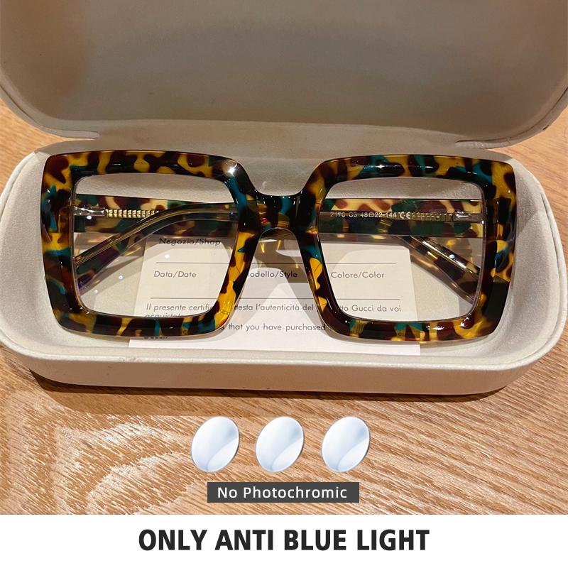 BLMUSA Square Photochromic Blue Light Blocking Large Frame Eyeglasses fashion Reading Glasses ladies Prescription Myopia Glasses